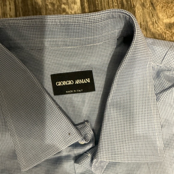 Giorgio Armani Light Blue and White Pattern Dress Shirt Size 42/16.5 - Picture 3 of 12